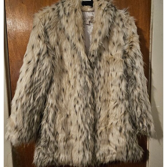 Donna Salyers Fabulous Furs Small Faux Snow Lynx 3/4 Length Faux Fur Coat - Picture 1 of 8